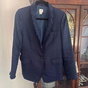 J. Crew Midnight Blue Ruffle Blazer
